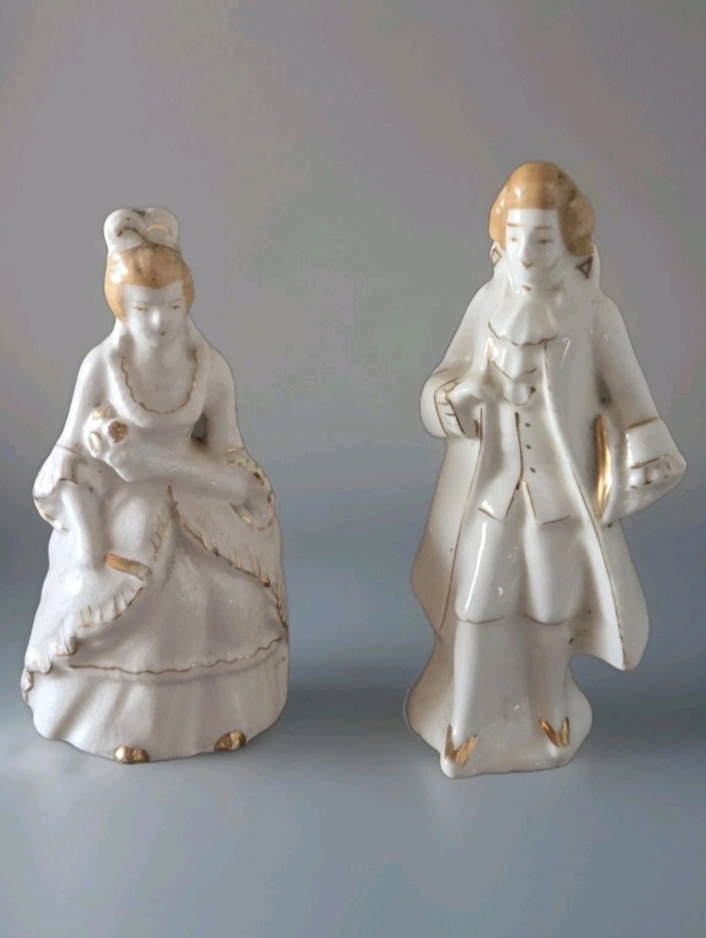 Vtg 50s 60s Japanese Salt & Pepper Shakers, 18th Cent. Couple, Rococo